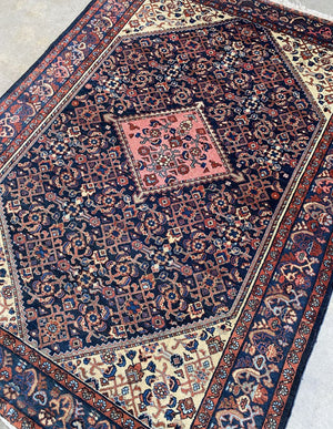 Antique Hand-Knotted Tribal Persian Malayer Rug