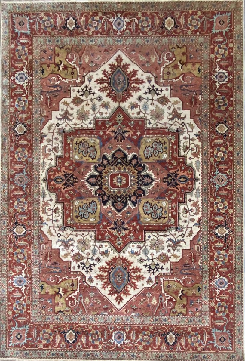 Hand-Woven Serapi Heriz Design Carpet