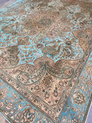 Handmade Vintage Over-dyed Persian Tabriz