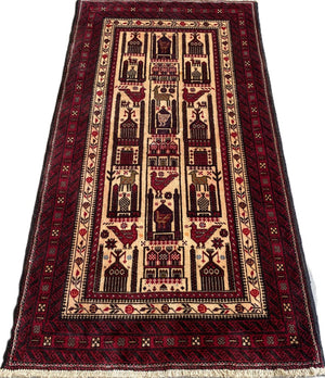 Hand-Knotted Tribal Persian Balouch Prayer Rug