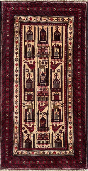 Hand-Knotted Tribal Persian Balouch Prayer Rug