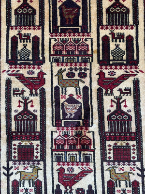 Hand-Knotted Tribal Persian Balouch Prayer Rug