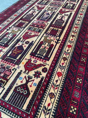 Hand-Knotted Tribal Persian Balouch Prayer Rug