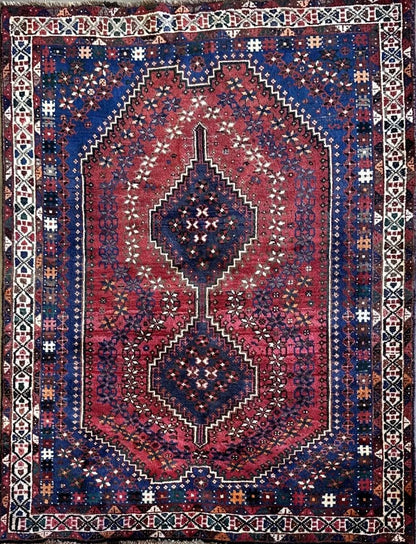 Hand-Knotted Tribal Persian Shiraz Rug