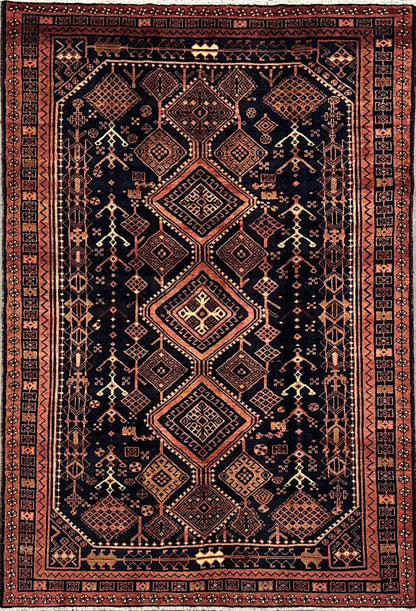 Hand-Knotted Tribal Persian Shiraz Carpet