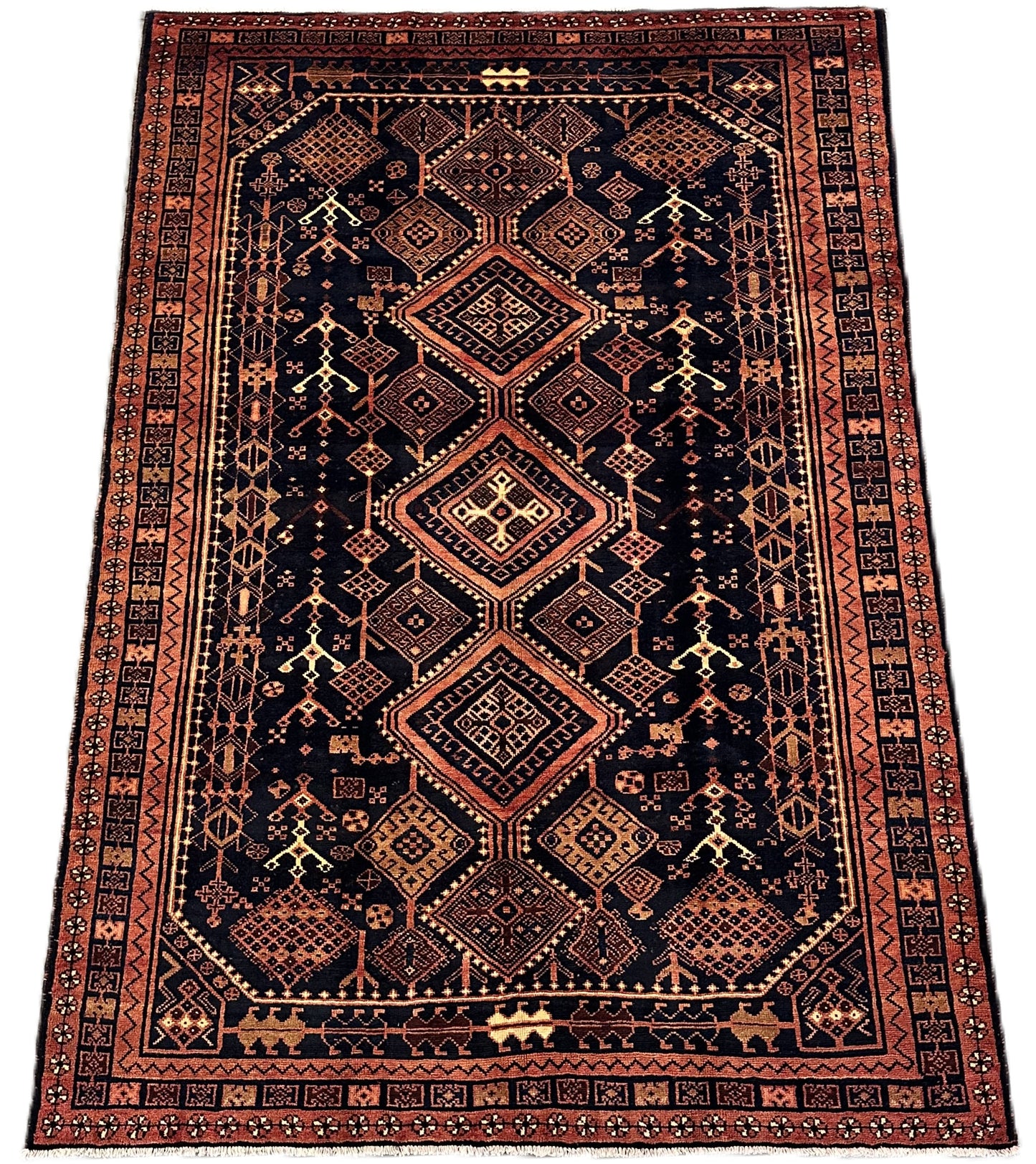 Hand-Knotted Tribal Persian Shiraz Carpet