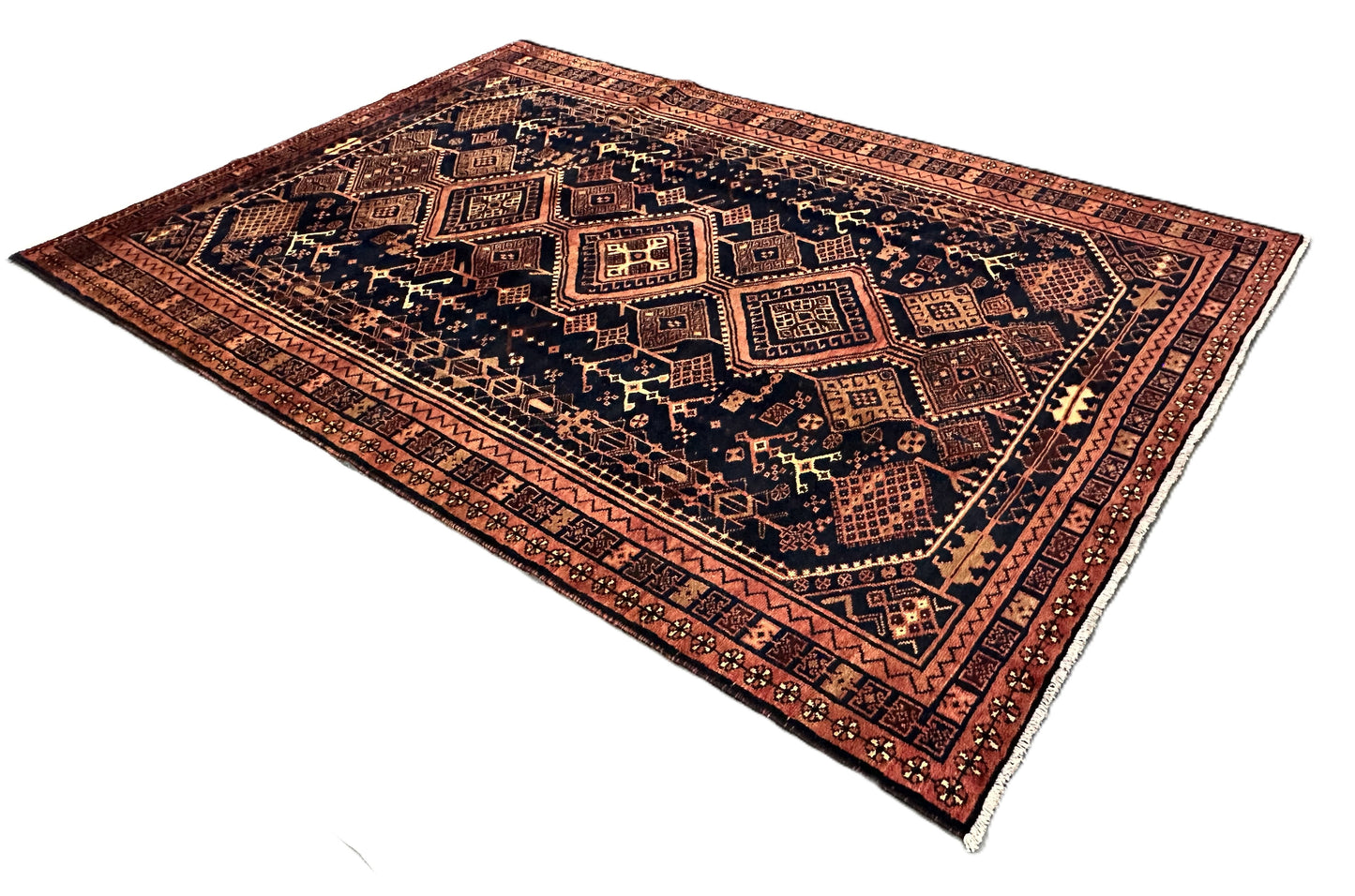 Hand-Knotted Tribal Persian Shiraz Carpet