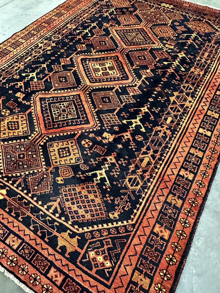Hand-Knotted Tribal Persian Shiraz Carpet