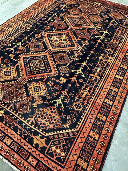 Hand-Knotted Tribal Persian Shiraz Carpet