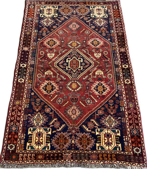 Fine Hand-Knotted Tribal Persian Qashqaie Rug