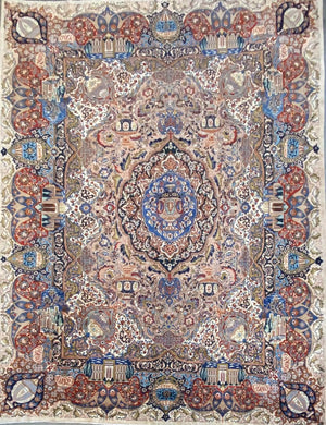 Hand-Knotted Persian Kashmar Carpet