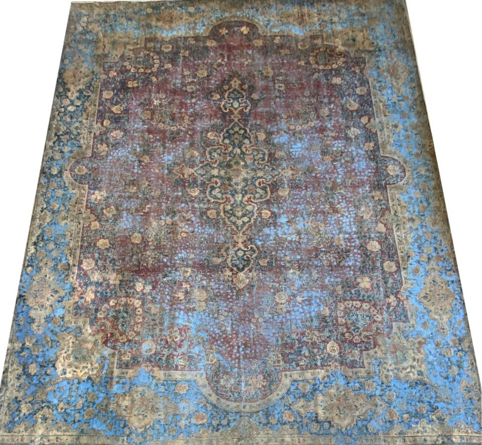 Handmade Vintage Over-dyed Persian Sabzevar