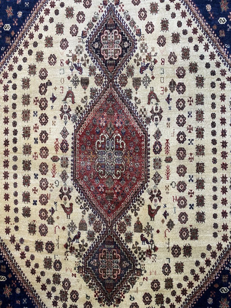 Fine Hand-Knotted Tribal Persian Neyriz Kashkuli Rug