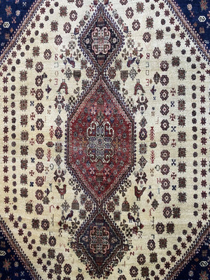 Fine Hand-Knotted Tribal Persian Neyriz Kashkuli Rug