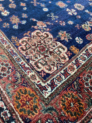 Fine Hand-Knotted Tribal Persian Neyriz Kashkuli Rug