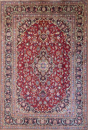 Hand-Knotted Persian Kashan Carpet