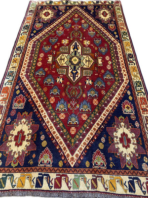 Hand-Knotted Tribal Persian Qashqaie Rug