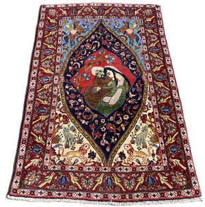 Hand-Knotted Persian Kashan Carpet