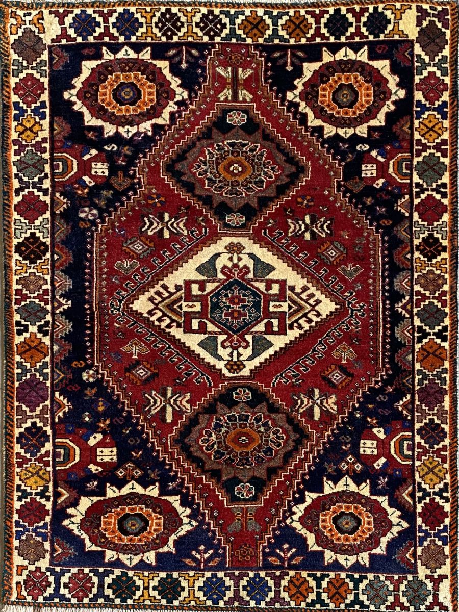 Hand-Knotted Nomadic Persian Qashqaie Rug