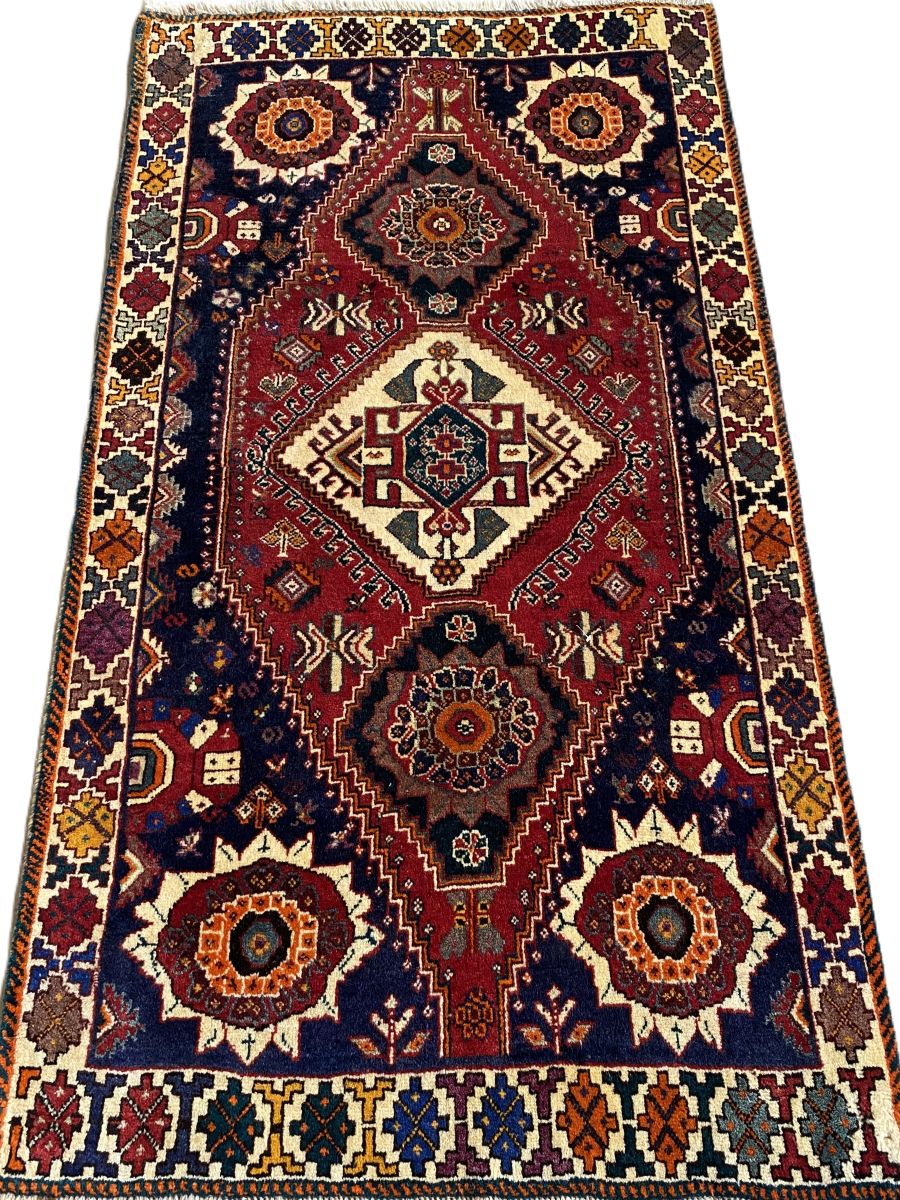 Hand-Knotted Nomadic Persian Qashqaie Rug