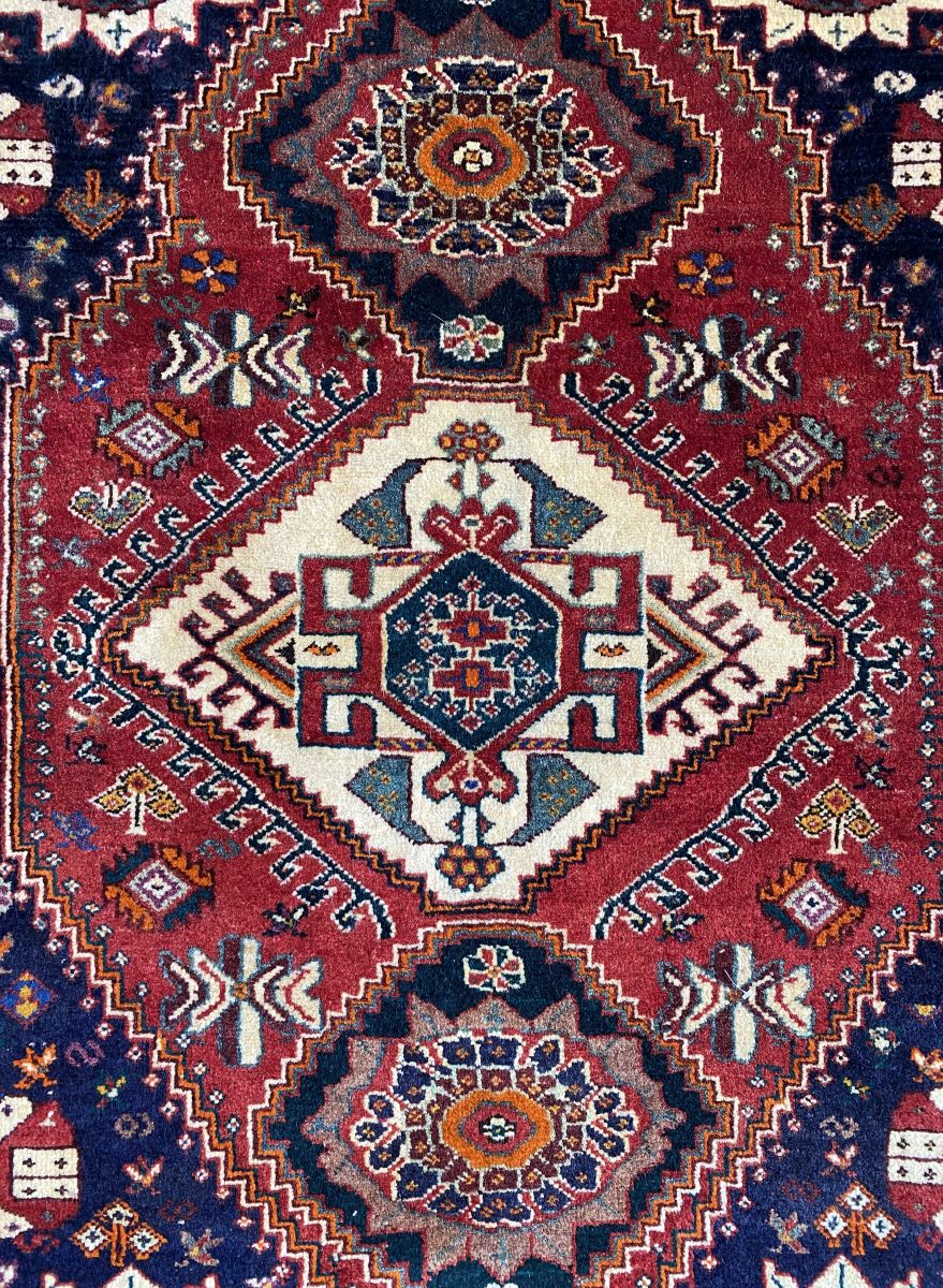 Hand-Knotted Nomadic Persian Qashqaie Rug