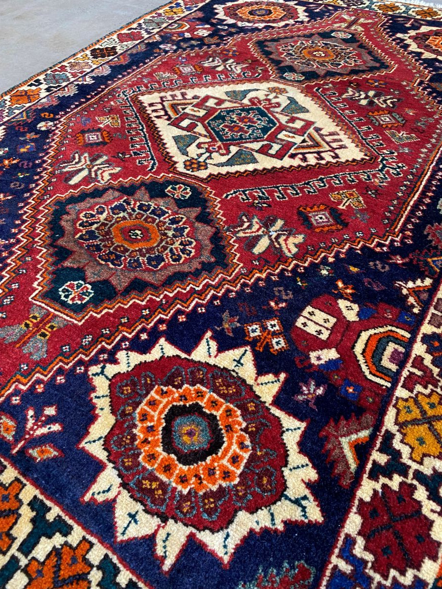 Hand-Knotted Nomadic Persian Qashqaie Rug