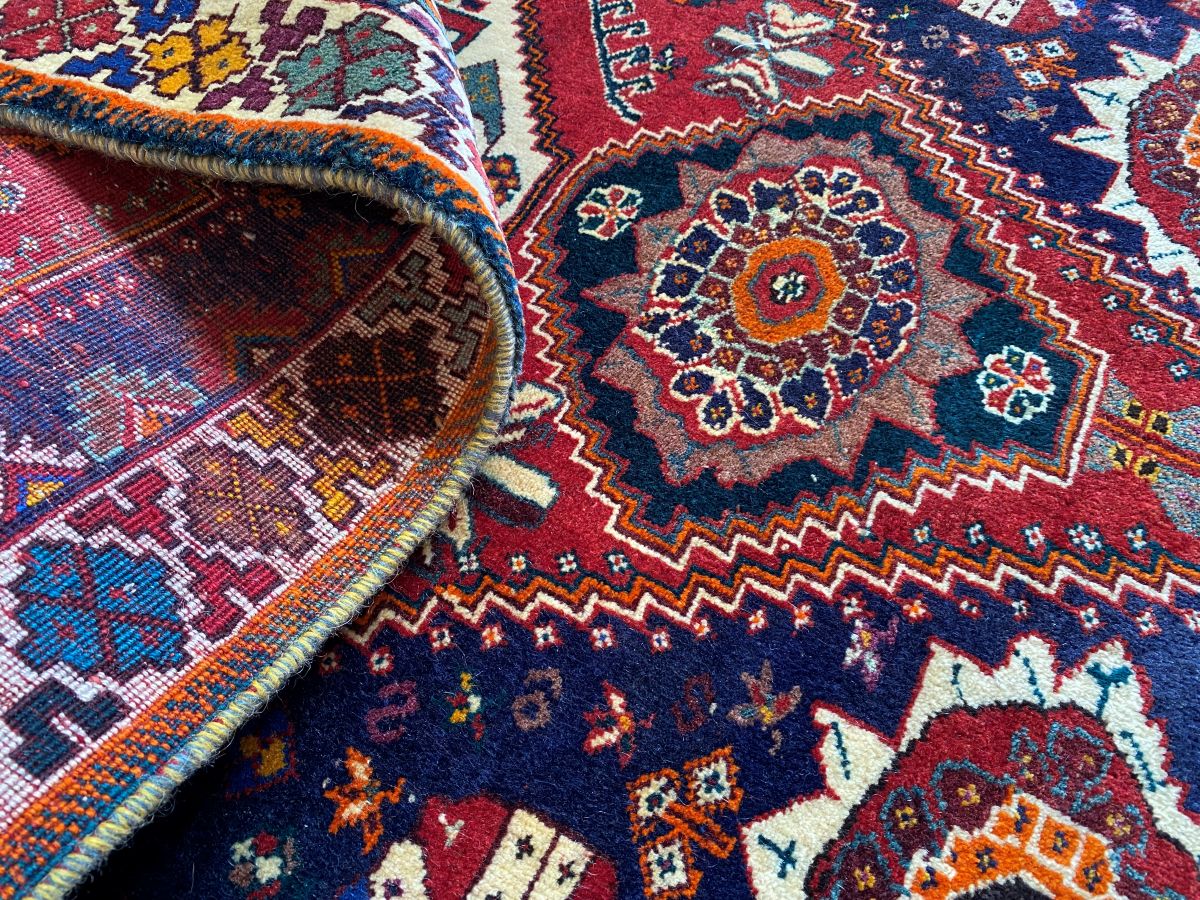Hand-Knotted Nomadic Persian Qashqaie Rug