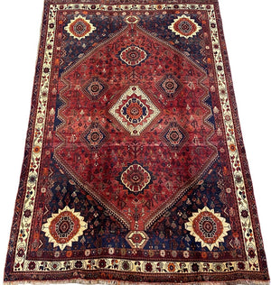 Hand-Knotted Nomadic Persian Qashqaie Carpet