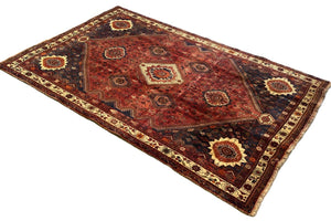 Hand-Knotted Nomadic Persian Qashqaie Carpet