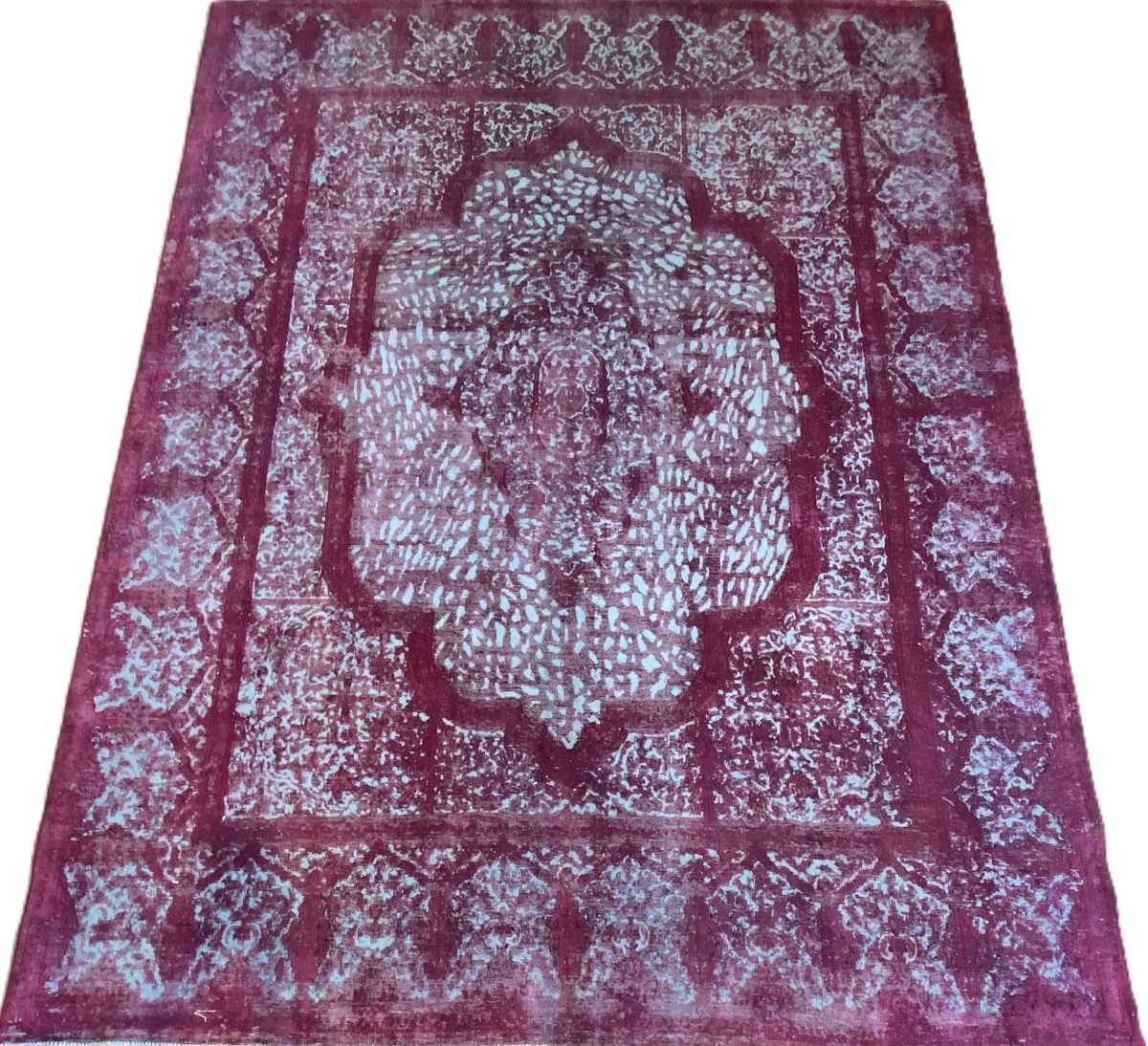Handmade Vintage Over-dyed Persian Kerman Ravar