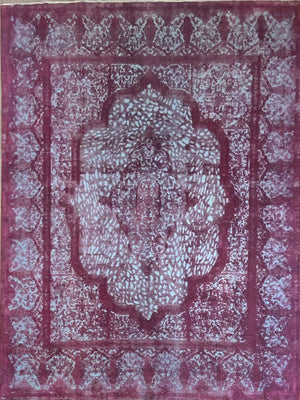 Handmade Vintage Over-dyed Persian Kerman Ravar