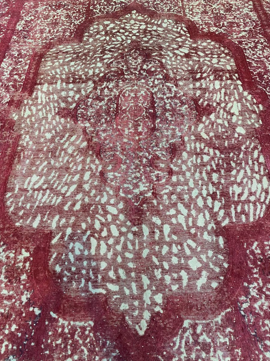 Handmade Vintage Over-dyed Persian Kerman Ravar