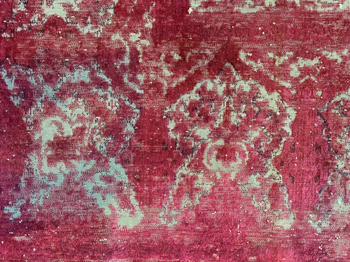 Handmade Vintage Over-dyed Persian Kerman Ravar