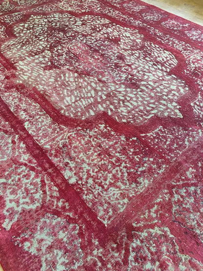 Handmade Vintage Over-dyed Persian Kerman Ravar