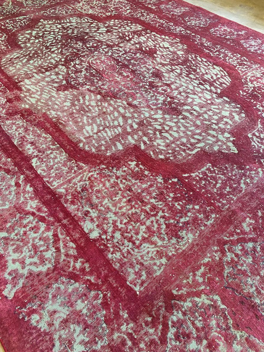 Handmade Vintage Over-dyed Persian Kerman Ravar