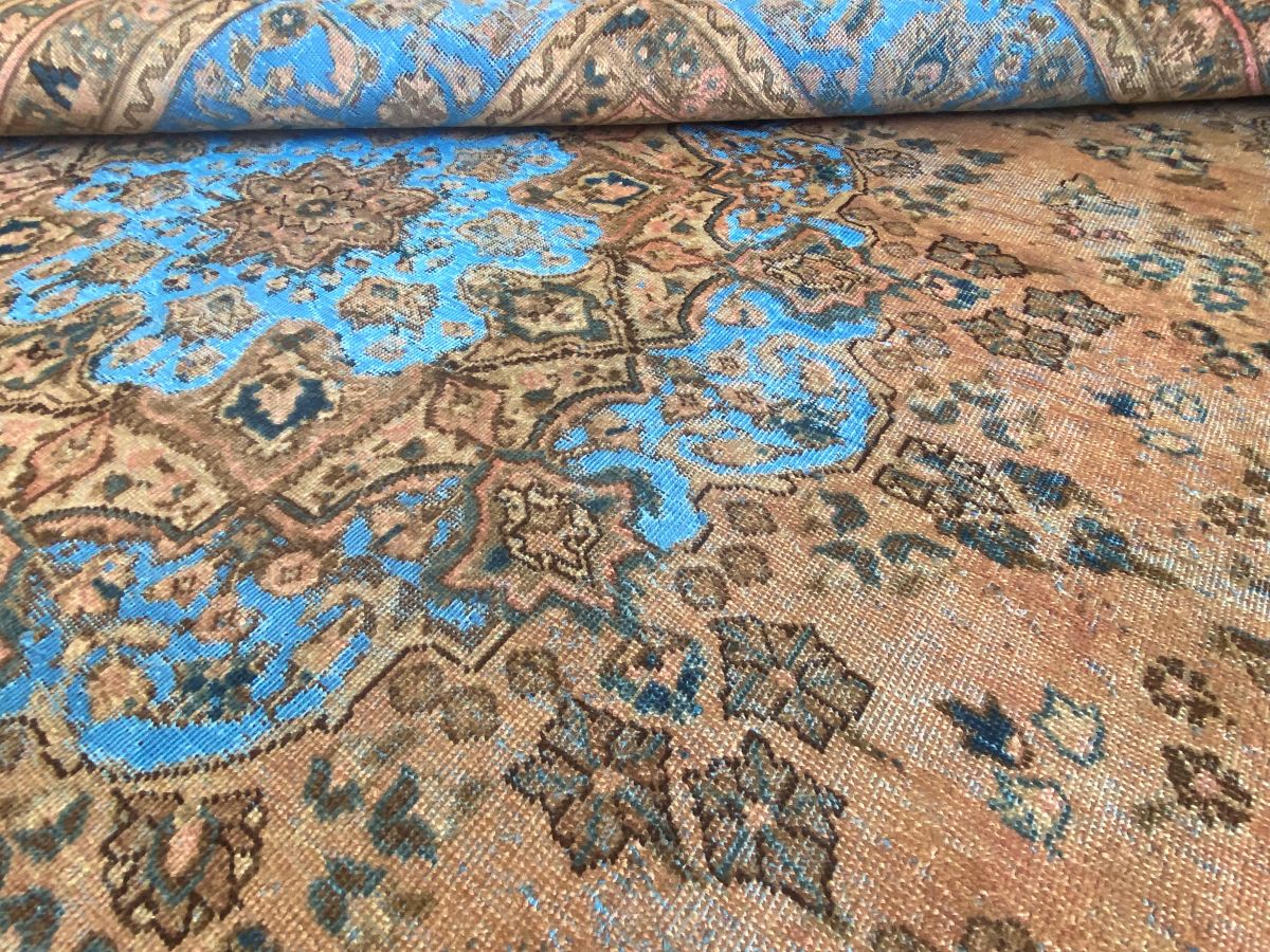 Handmade Vintage Over-dyed Persian Kerman