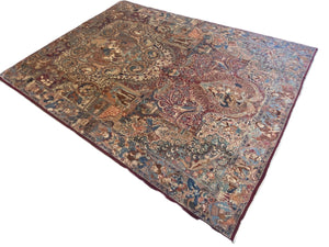 Antique Hand-Knotted Persian Kashmar Mashahir Carpet