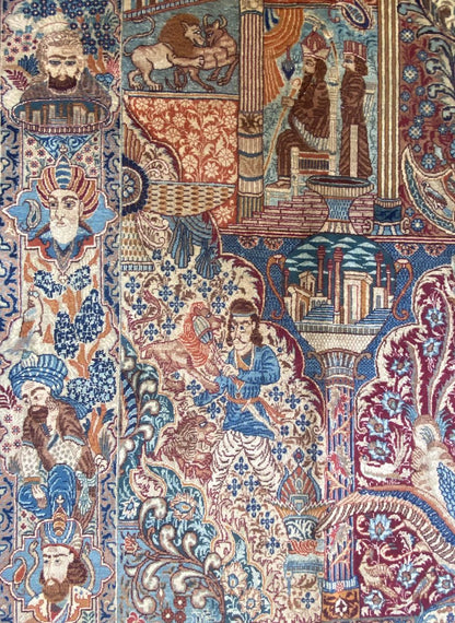 Antique Hand-Knotted Persian Kashmar Mashahir Carpet