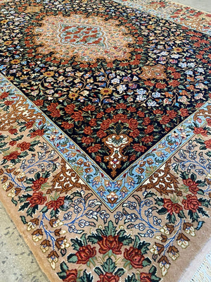 Superfine Hand-Knotted Persian Qum Rug