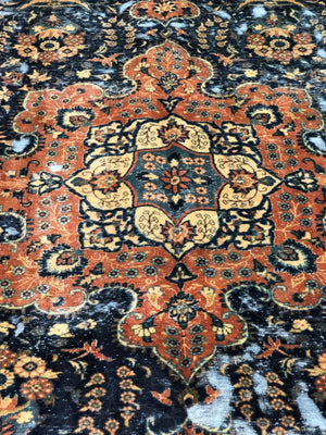 Handmade Vintage Over-Dyed Persian Tabriz