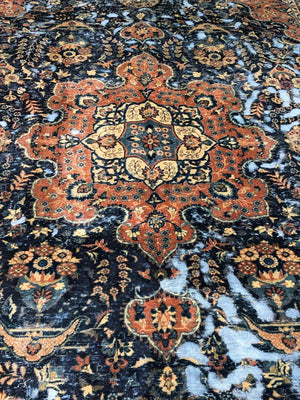 Handmade Vintage Over-Dyed Persian Tabriz