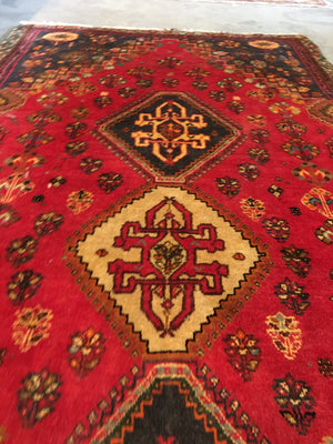 Hand-Knotted Tribal Persian Qashqaie Rug