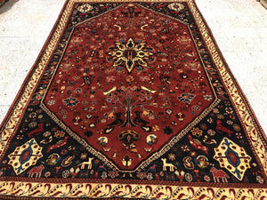 Hand-Knotted Tribal Persian Qashqaie Rug